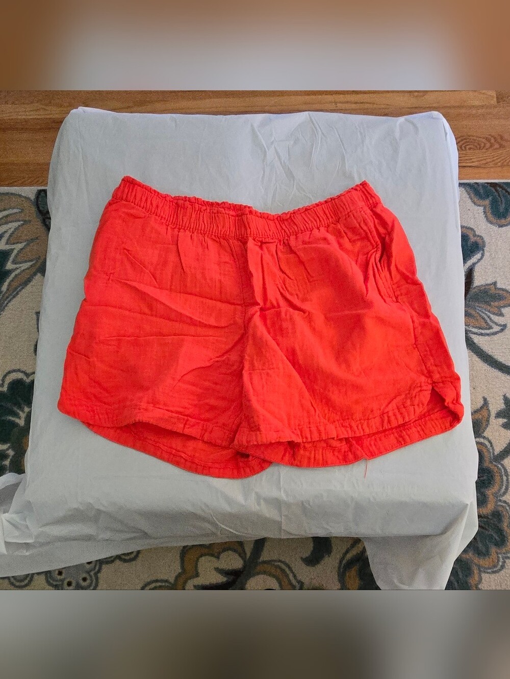 Old Navy Bright Orange Elastic-Waist Linen Blend Shorts
